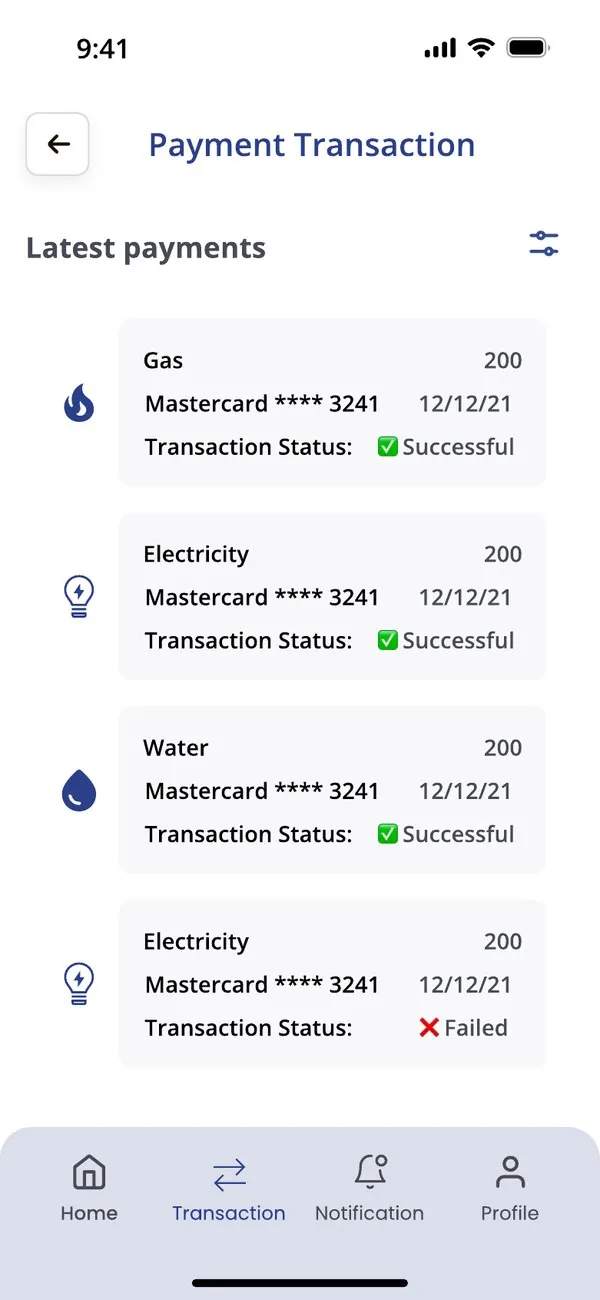 Latest payments list
